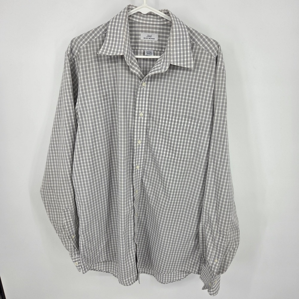 Brooks Brothers Shirt‎ Mens 16 34/36 Black White Checkered Regent Button Up